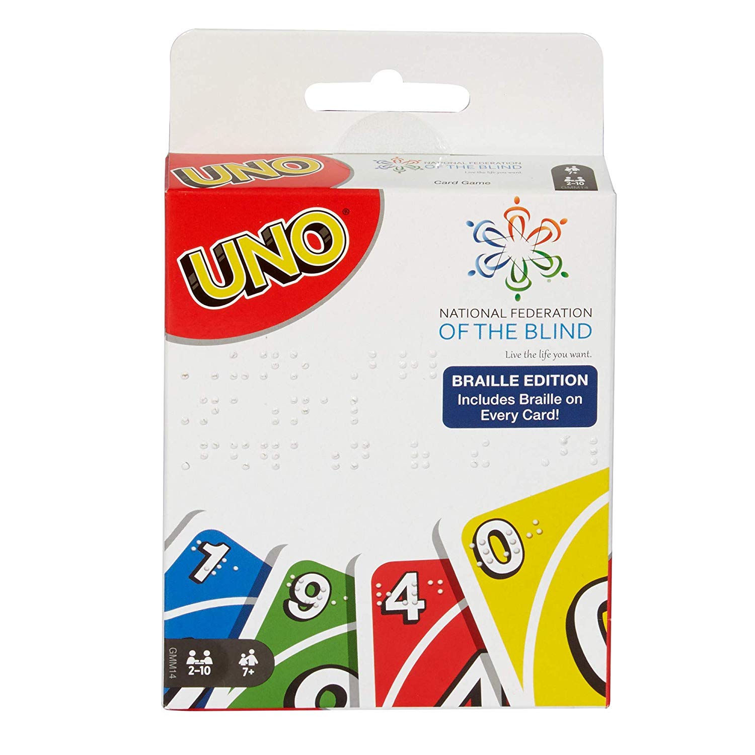 A set of UNO card game that comes with Braille featured on every card.
